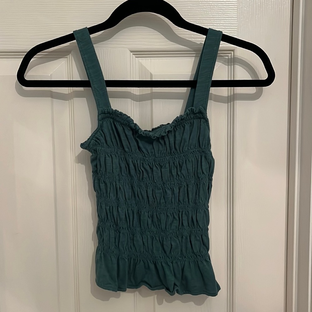 Green Ruched/Ruffled Tank